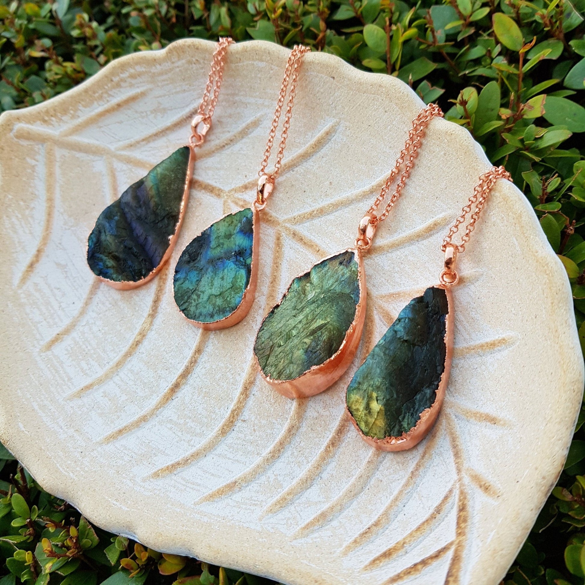 Raw Spectrolite Labradorite Necklace Pure Copper Pendant Electroformed Pendant Gift for Her Unique Jewelry Boho Pendant - LunarGem - 