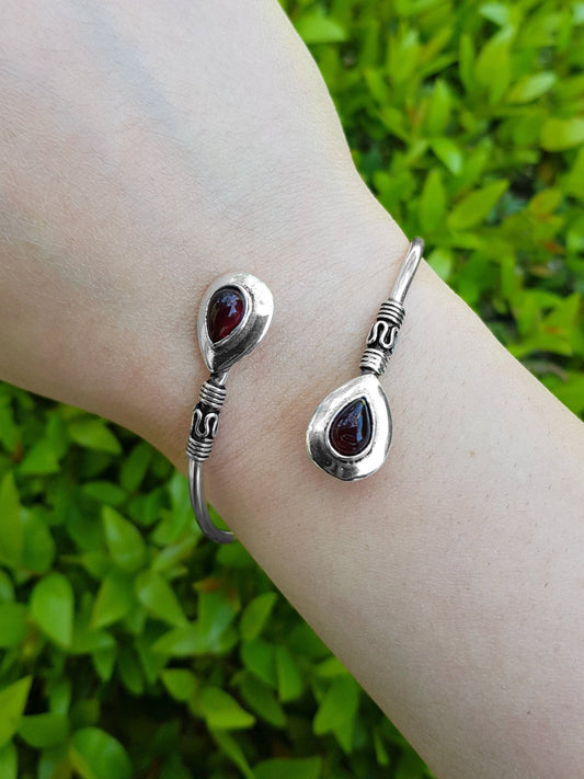 Rubellite Bracelet In Sterling Silver Adjustable Bracelet One Of A Kind Boho Bracelet - LunarGem - 