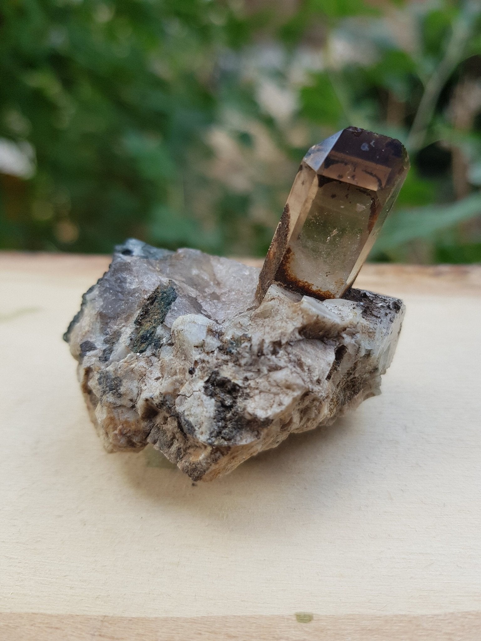 Smoky Quartz Point On Feldspar Specimen Cluster Crystal Specimen, Metaphysical and Mineral Specimen 43g - LunarGem - 