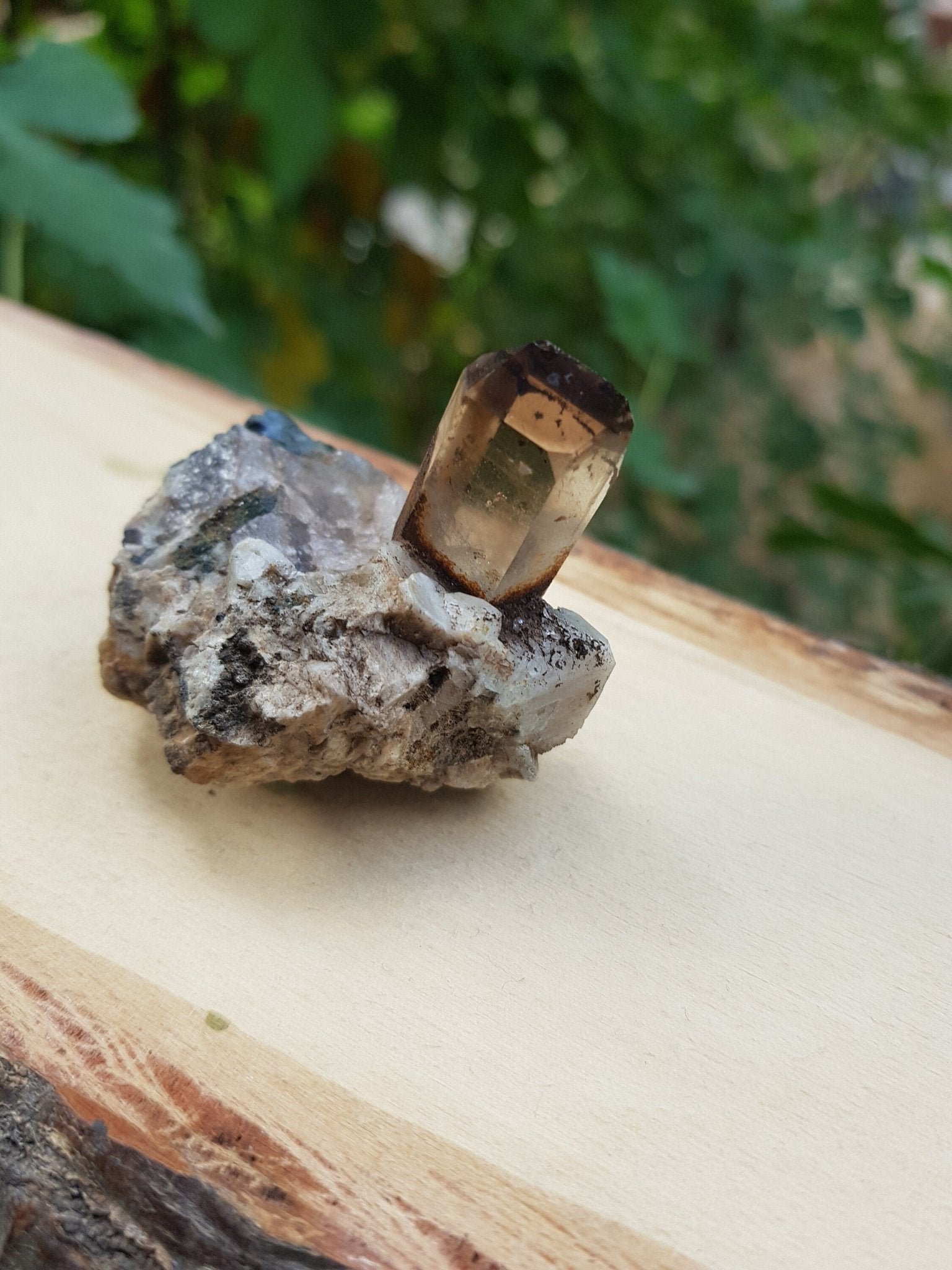 Smoky Quartz Point On Feldspar Specimen Cluster Crystal Specimen, Metaphysical and Mineral Specimen 43g - LunarGem - 