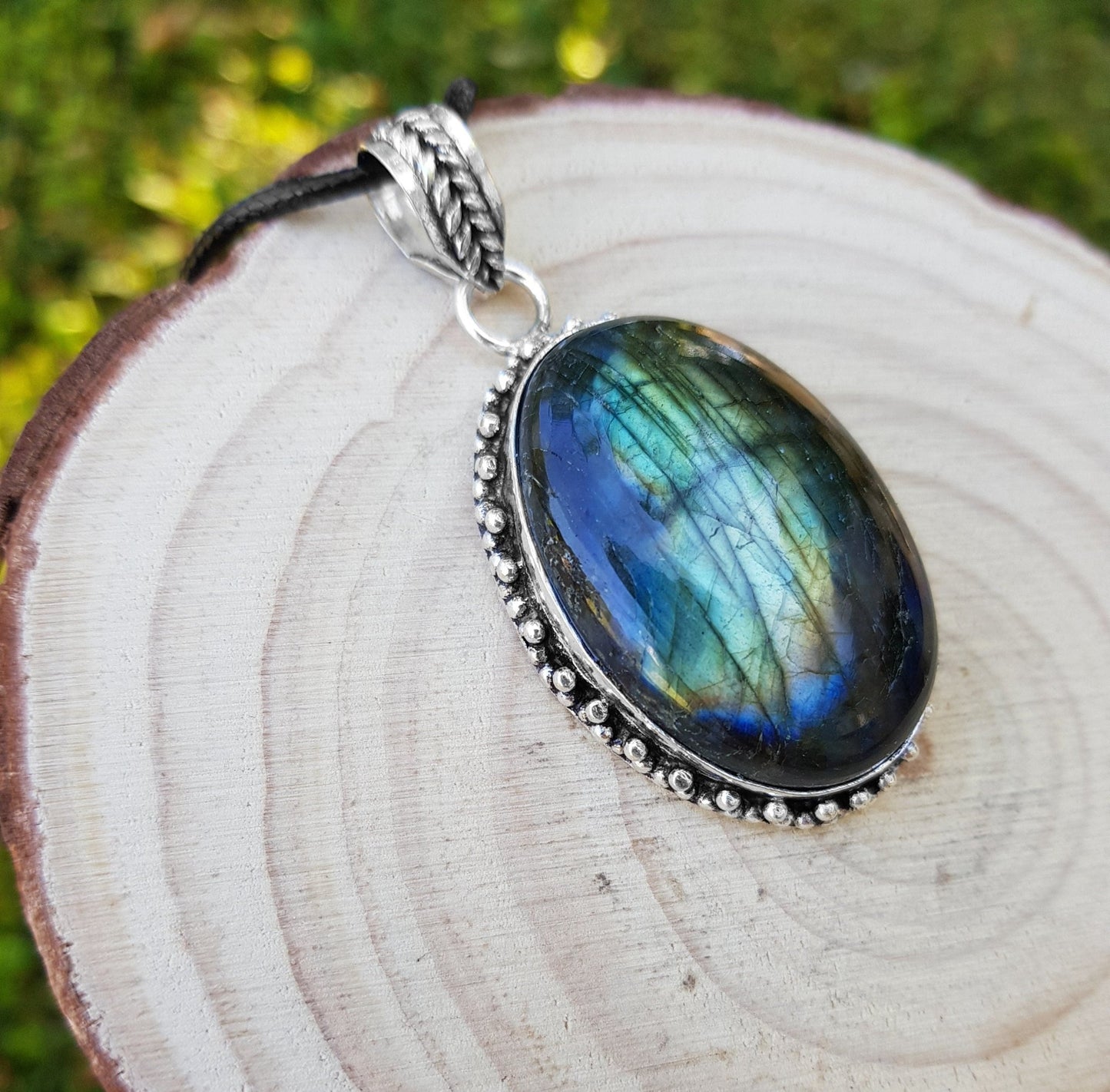 Ver Dark Labradorite Necklace In Sterling Silver Gemstone Pendant Boho Necklace Unique Gift One Of A Kind Jewelry - LunarGem - 