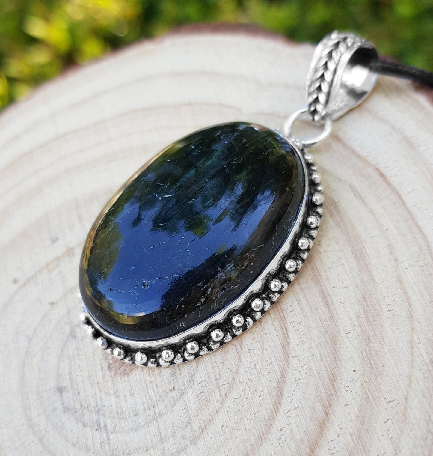 Ver Dark Labradorite Necklace In Sterling Silver Gemstone Pendant Boho Necklace Unique Gift One Of A Kind Jewelry - LunarGem - 