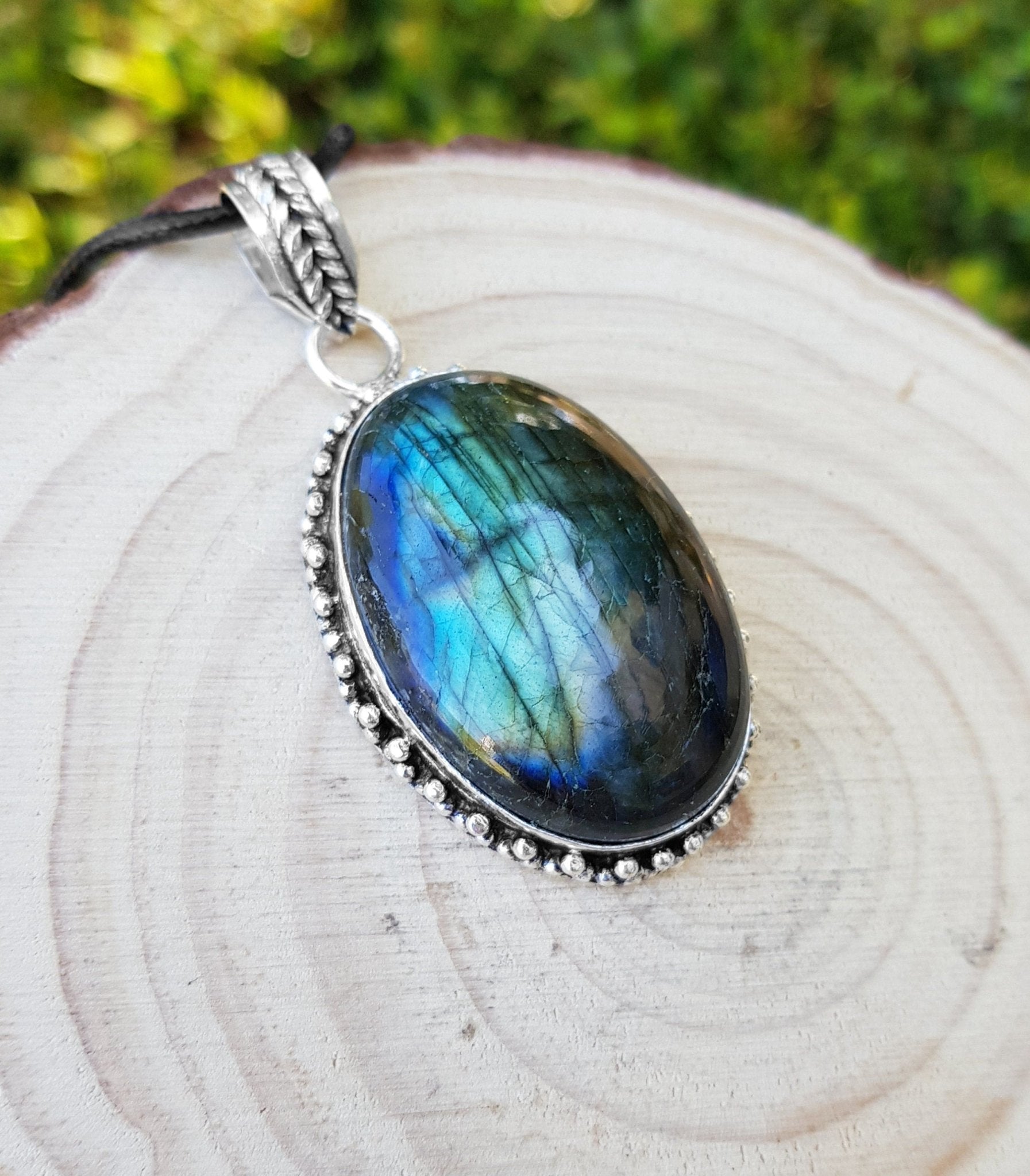 Ver Dark Labradorite Necklace In Sterling Silver Gemstone Pendant Boho Necklace Unique Gift One Of A Kind Jewelry - LunarGem - 