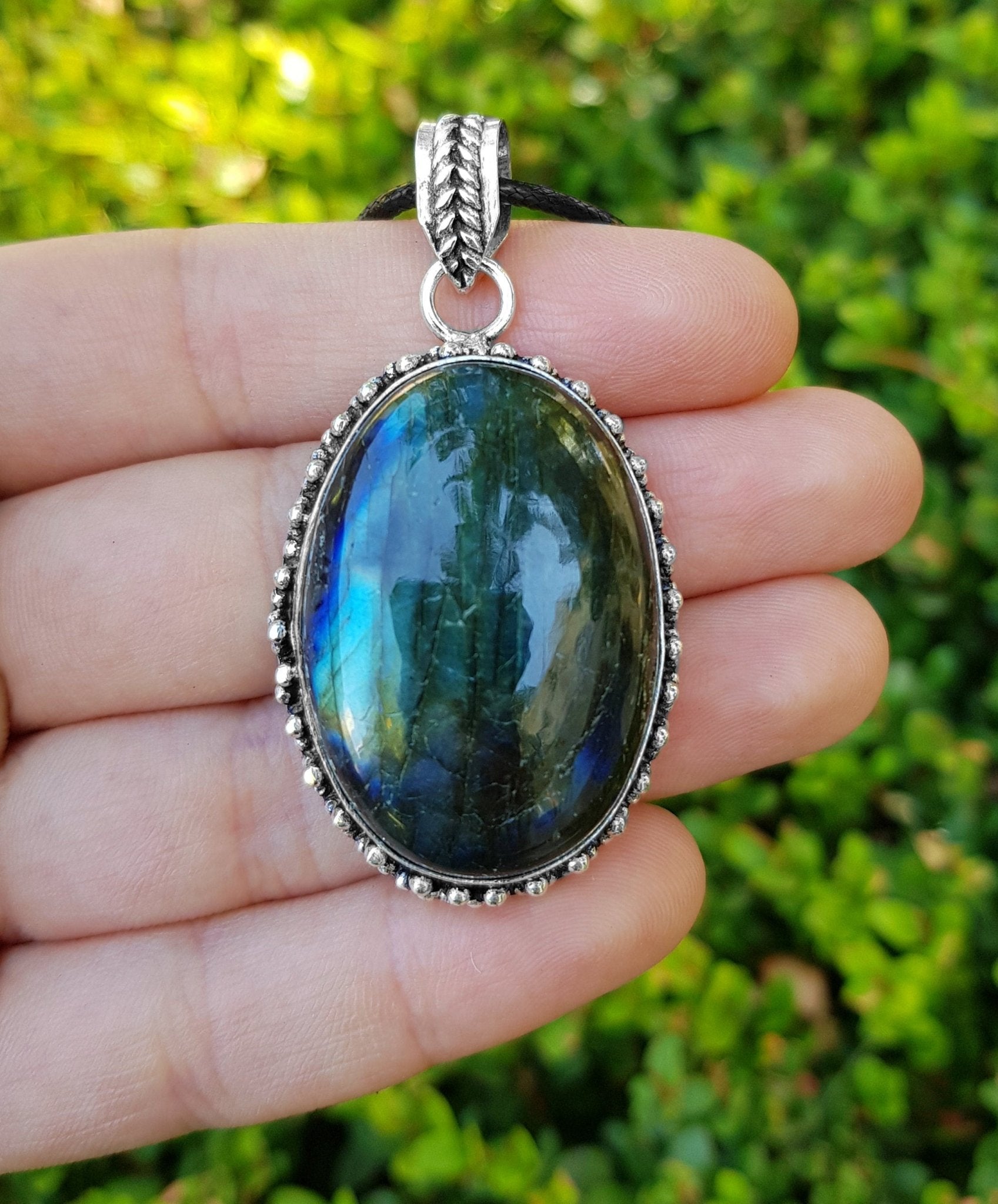 Ver Dark Labradorite Necklace In Sterling Silver Gemstone Pendant Boho Necklace Unique Gift One Of A Kind Jewelry - LunarGem - 